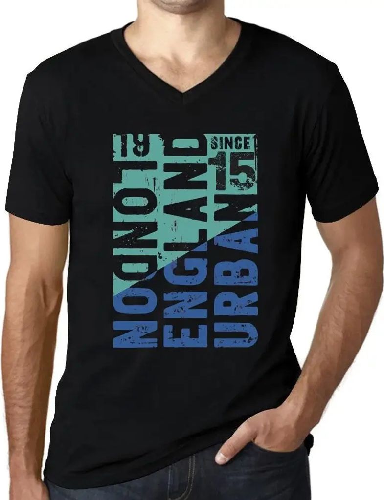 Herren Grafik T-Shirt V-Ausschnitt London england urban seit 15 – London England Urban Since 15 – Geschenk 109 Geburtstag Jahrestag 109 Jahre J...