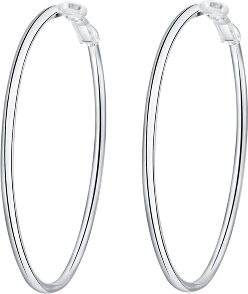 Damenmode, 5–8 cm Durchmesser, geschnitten, große runde Creolen, Club-Party-Schmuck-Silber,5cm