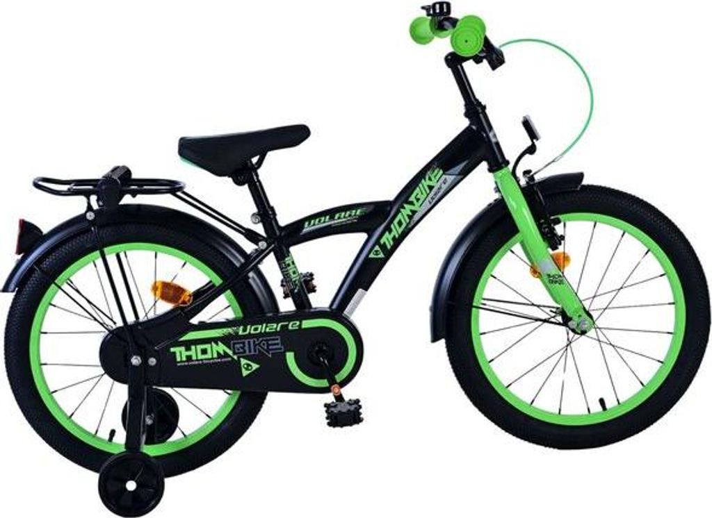 Volare Thombike Kinderfahrrad - Jungen - 18 Zoll - Schwarz Grün