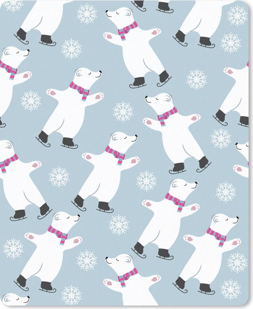 MuchoWow Mauspad Mousepad Schlittschuhe - Eisbär - Muster 30x40 cm - Mousepads - Maus Mat - Pad - Mausunterlage - Mausmatten