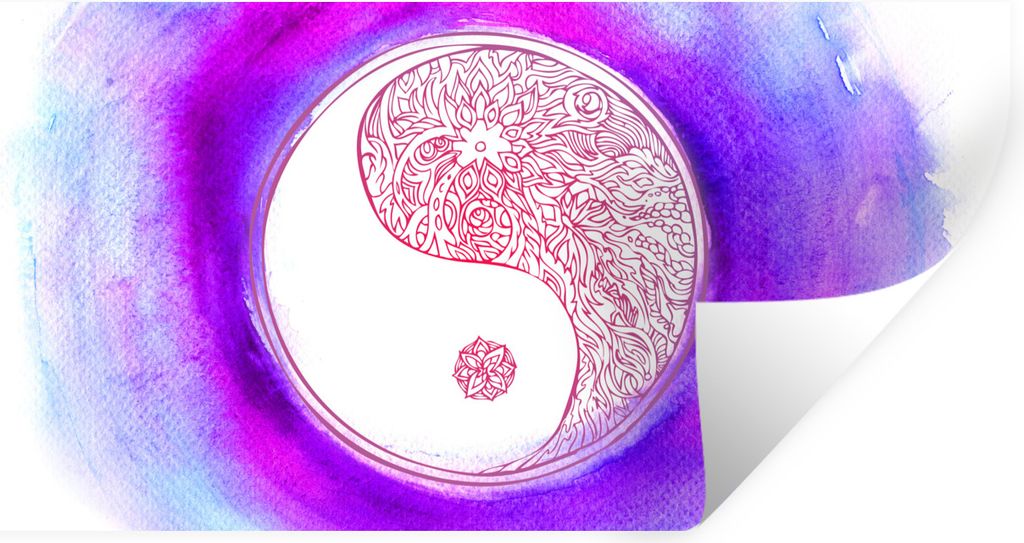 MuchoWow Wandtattoo Wandsticker Wandaufkleber Eine Illustration eines Yin und Yang Logos mit Farben 40x20 cm Selbstklebend und Repositionierbar -...