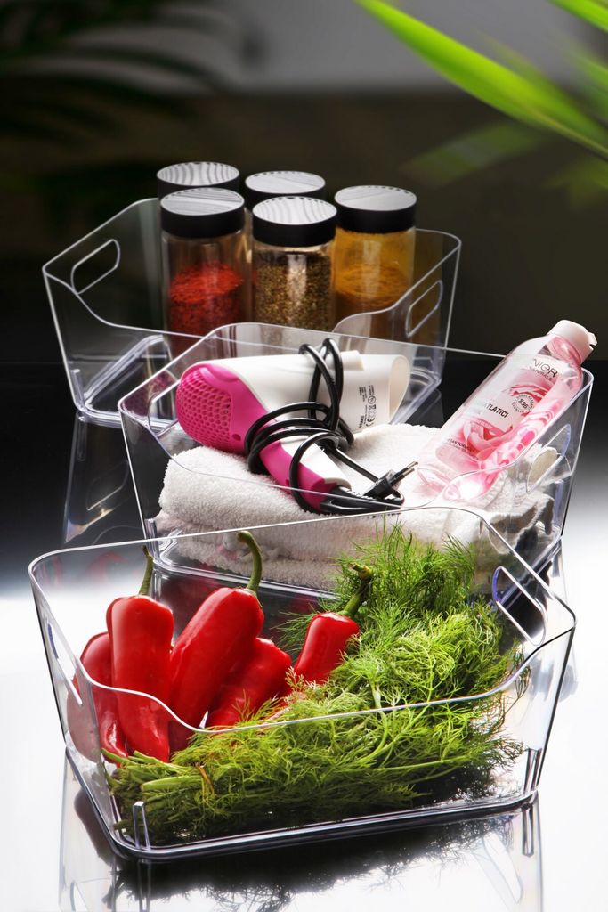 Hermia Concept, CLRORG07-3, Kühlschrank-Organizer-Set (3-teilig), Transparent, 100 % KUNSTSTOFF, 30,5 x 21,5 x 12,5 cm