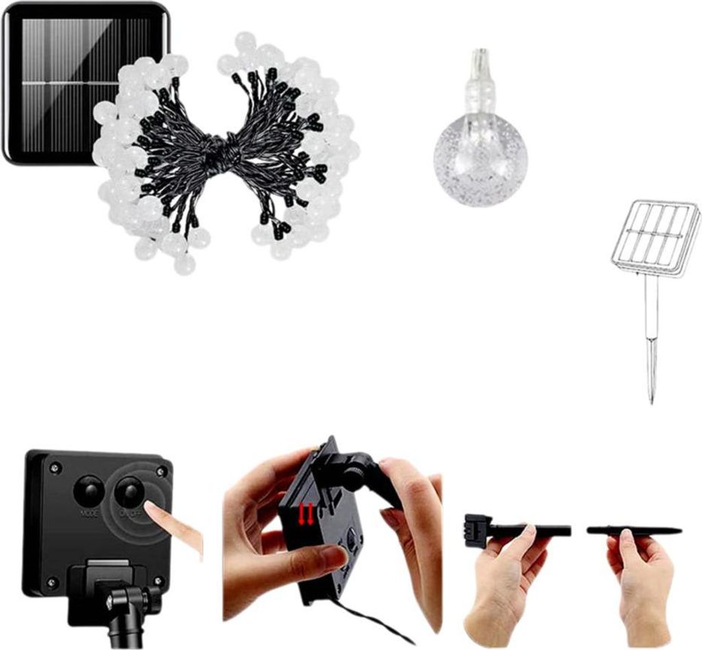 m lange Solar-Lichterkette mit 20 LED-Kugeln, Weihnachtsbeleuchtung,Camping-Gartendekoration,Color light