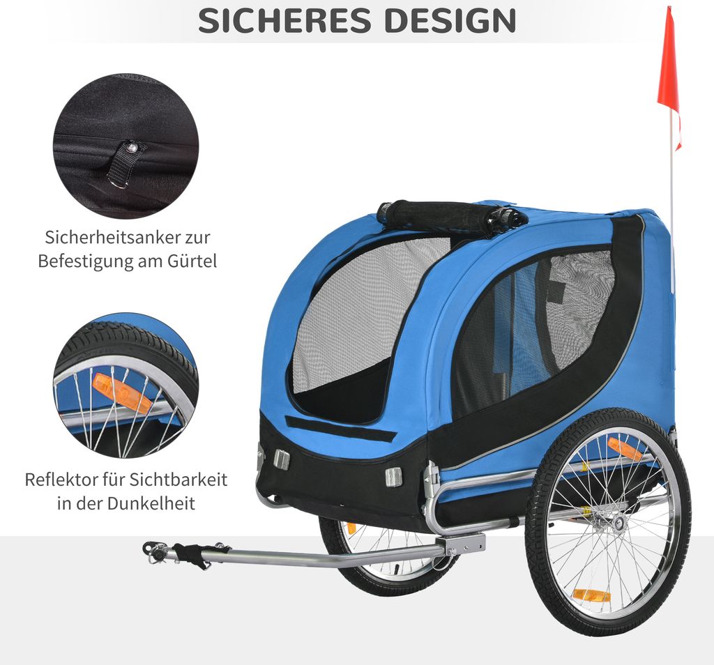 PawHut Hundeanhänger Fahrradanhänger Hundetransporter Hunde Produktbild 8