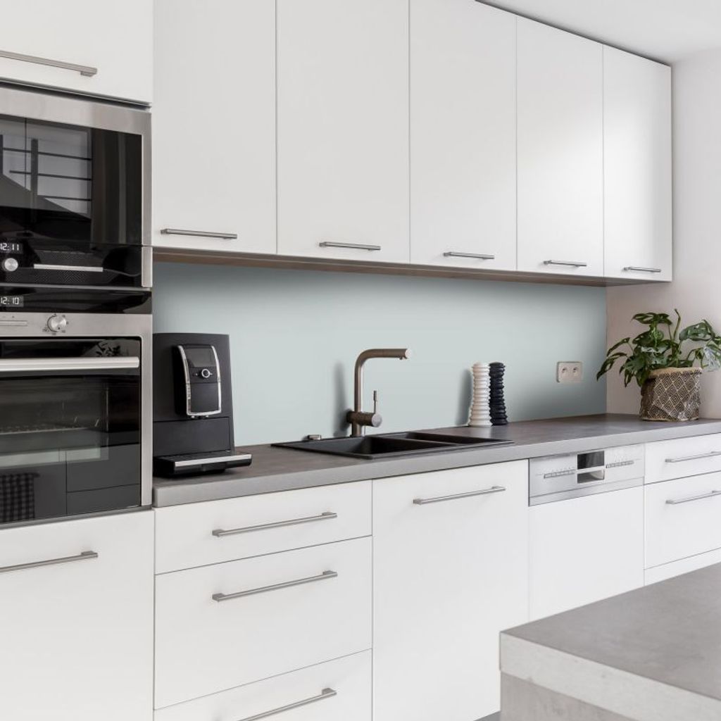 Dedeco Küchenrückwand Motiv: Grau V1, 3mm Aluminium Alu-Platten als Spritzschutz Küchenwand Verbundplatte wasserfest, inkl. UV-Lack matt, alle U...