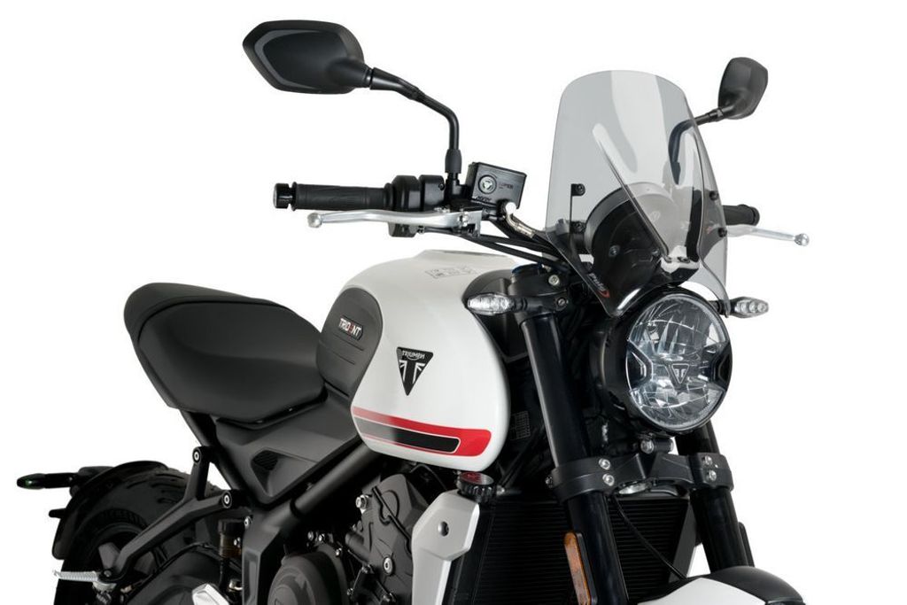 Puig Sport New Generation Motorrad-Windschutzscheibe für Naked Bikes in rauchgrauer Farbe