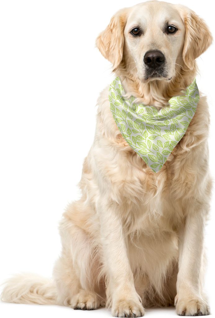 ABAKUHAUS Natur Haustier Bandana, Grüne Blätter Zweige, 55x55 cm, grüne Ecru