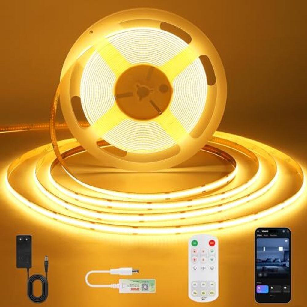 Acelumo -LED -Streifen 10 m, warmes Weiß, Dimmen, mithilfe der Smart App und Fernbedienung, Timerfunktion, LED -Klebeband,