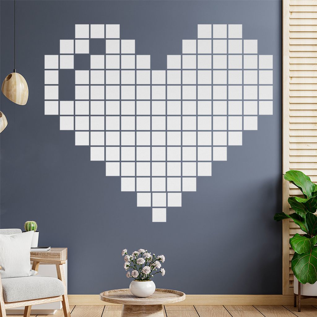 Retro Herz Wandtattoo in 6 Größen - Wandaufkleber Wall Sticker - Dekoration, Küche, Wohnzimmer, Schlafzimmer, Badezimmer