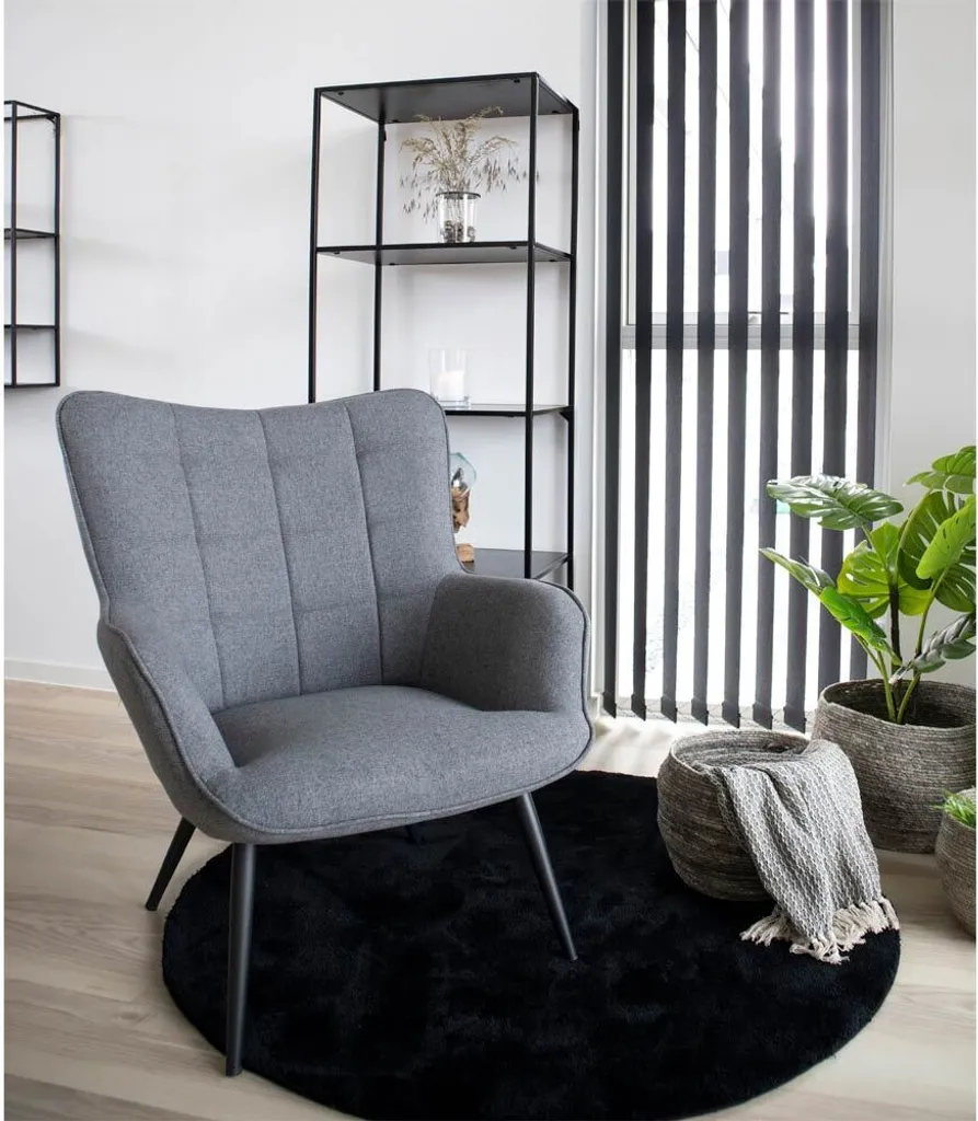 Tapis de Salon Rond Noir Greta 120cm - Décoration Sol Textile Élégante