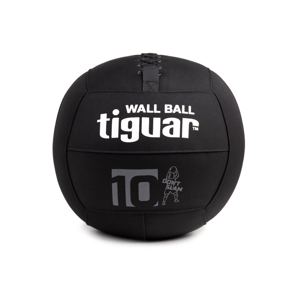 tiguar Wall Ball 10 kg Medizinball für Functional Training, Cross-Training, Stabilisationstraining und Reha, Durchmesser 32 cm, rutschfest, schwarz