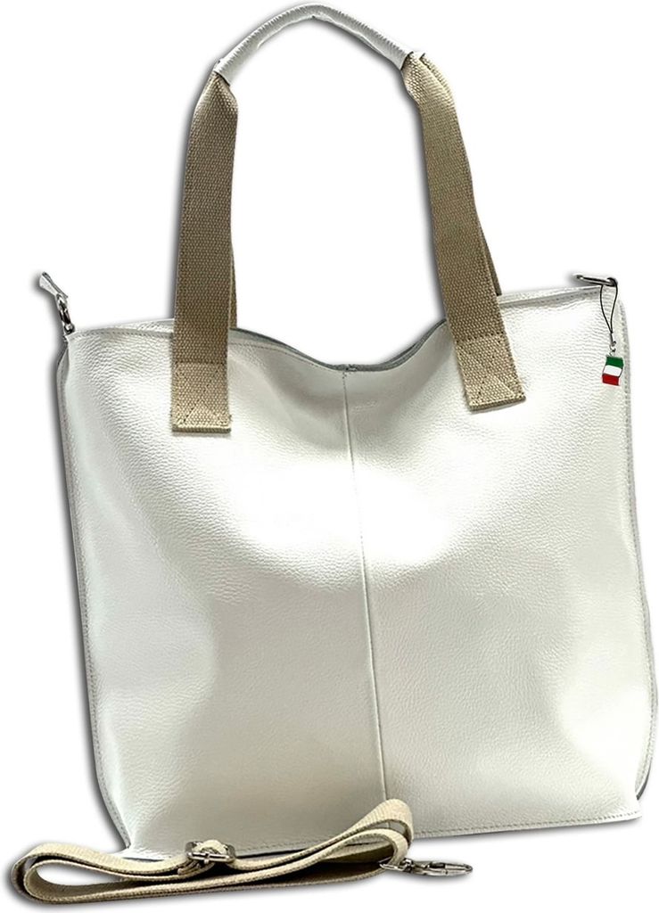 Florence Leder Tasche Schultertasche Shopper weiß OTF161W