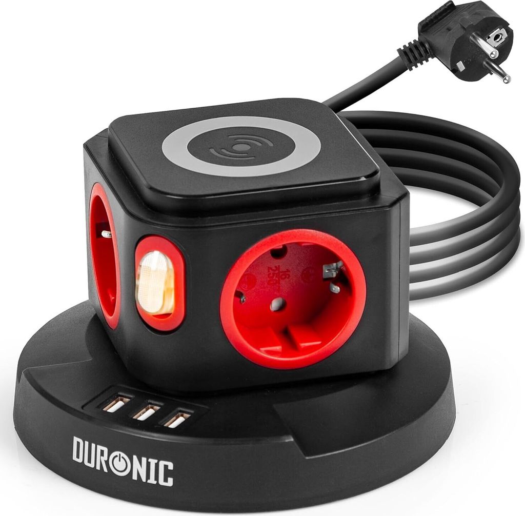 Duronic ET4W Mehrfachsteckdose | Steckdosenwürfel mit 3 USB Produktbild 