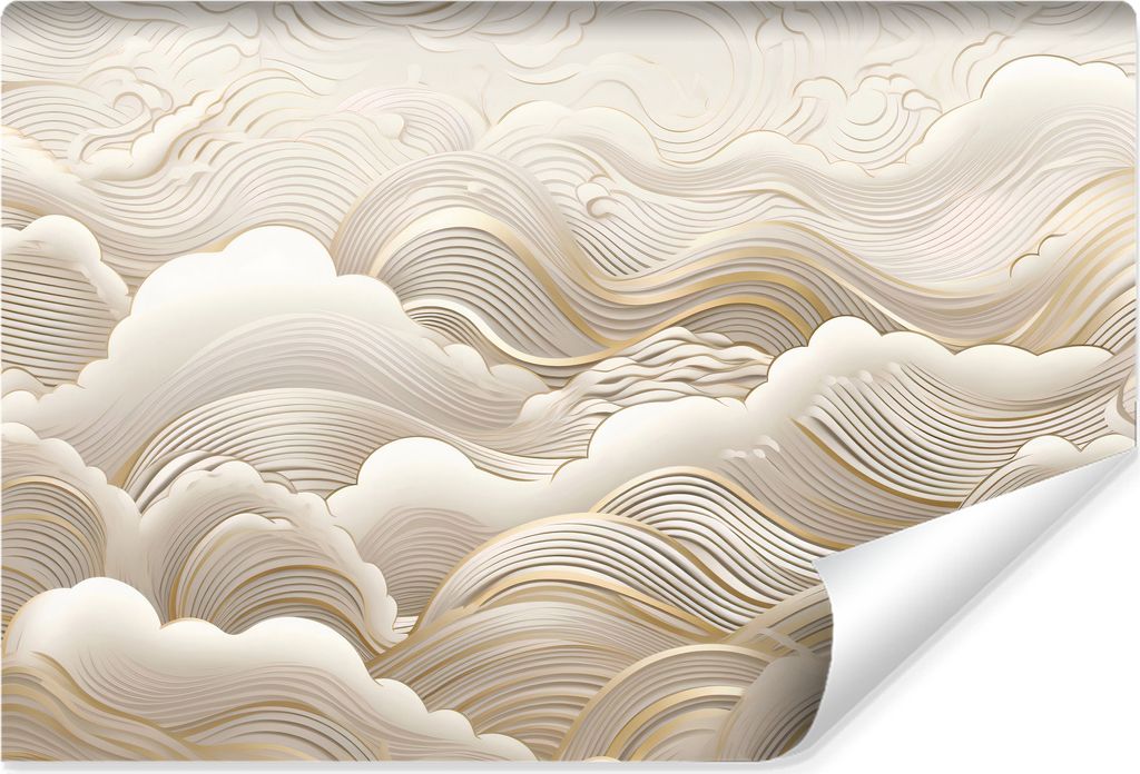 Muralo Selbstklebende Fototapete WELLEN Abstraktion für Wohnzimmer Büro Br. 180cm x Hö. 120cm