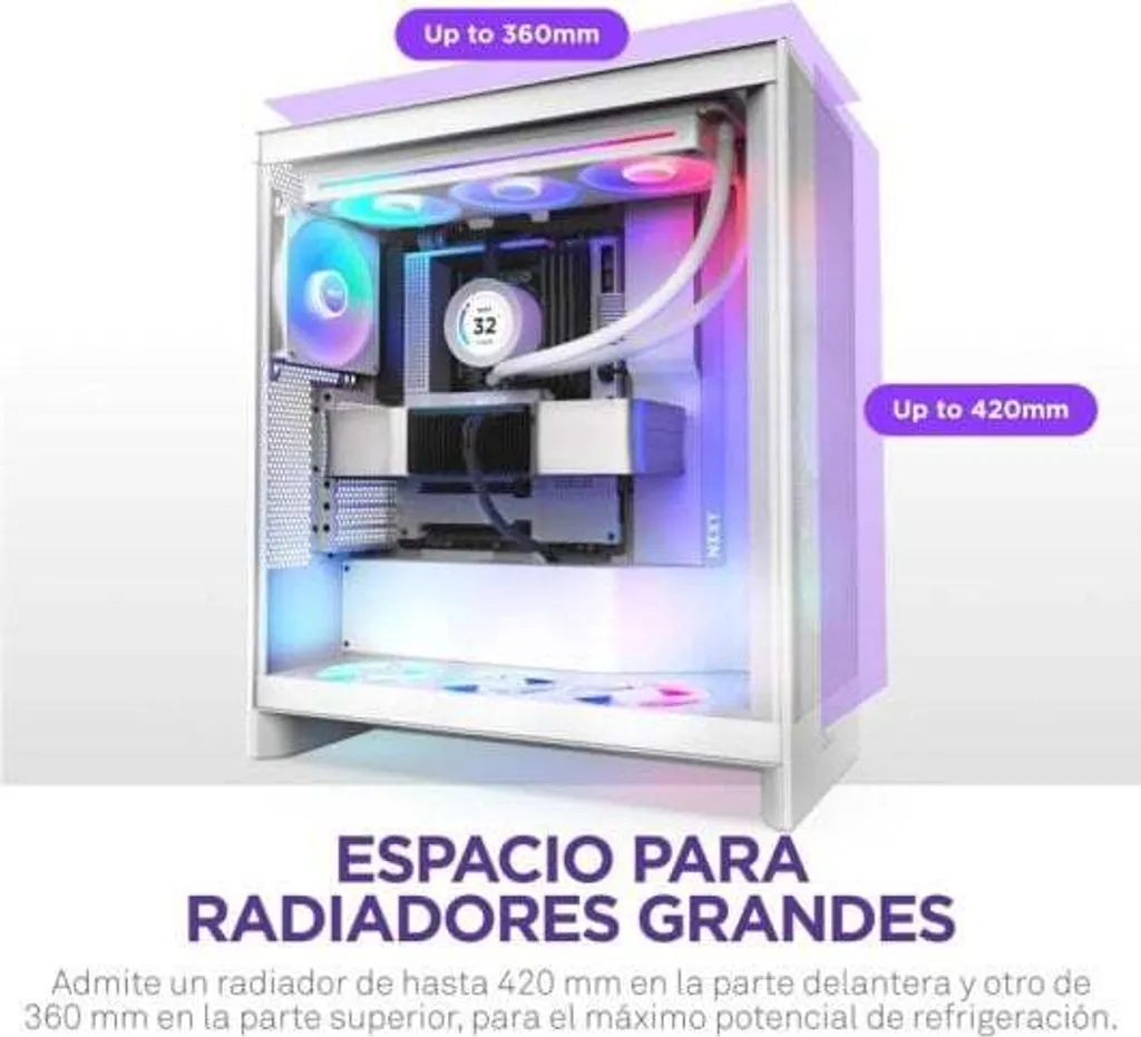 Boîtier NZXT H7 Flow RGB 2024 Blanc pour Setup Gaming et Créatif - 6