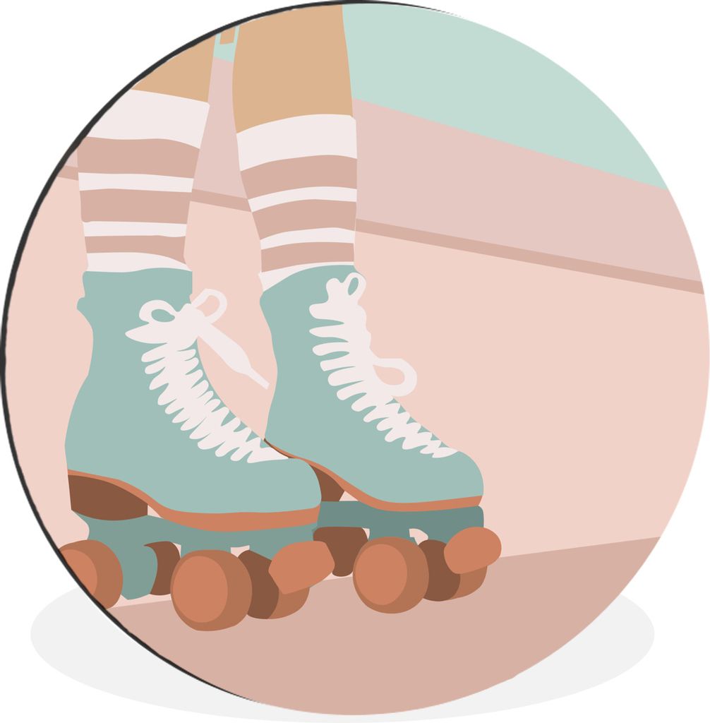 MuchoWow Aluminium Wandkreis Sommer - Rollerblades - Abstrakt Ø 30 cm Wanddeko Modern Wohnzimmer - Wand Bild - Wohnzimmer - Runde Bilder - Alubi...