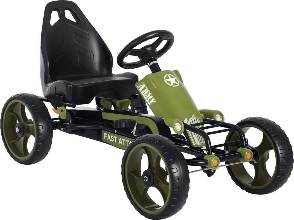 Vélo kart à pédales pour enfants avec siège réglable et châssis en acier