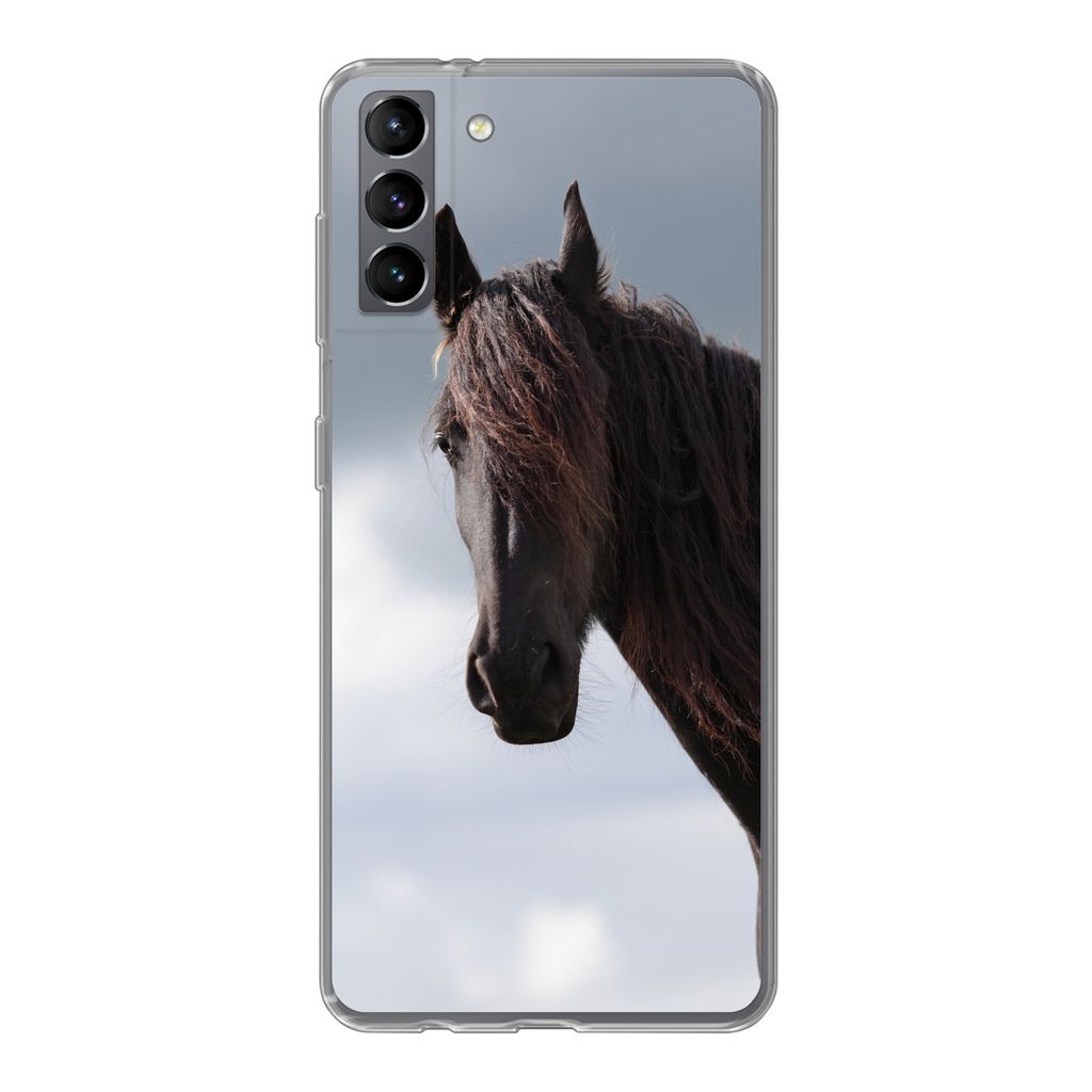 MuchoWow Handyhülle Schutzhülle Hülle für Samsung Galaxy S21 Plus Pferde - Himmel - Porträt Silikon Softcase Handy Hülle - Handy-Tasche
