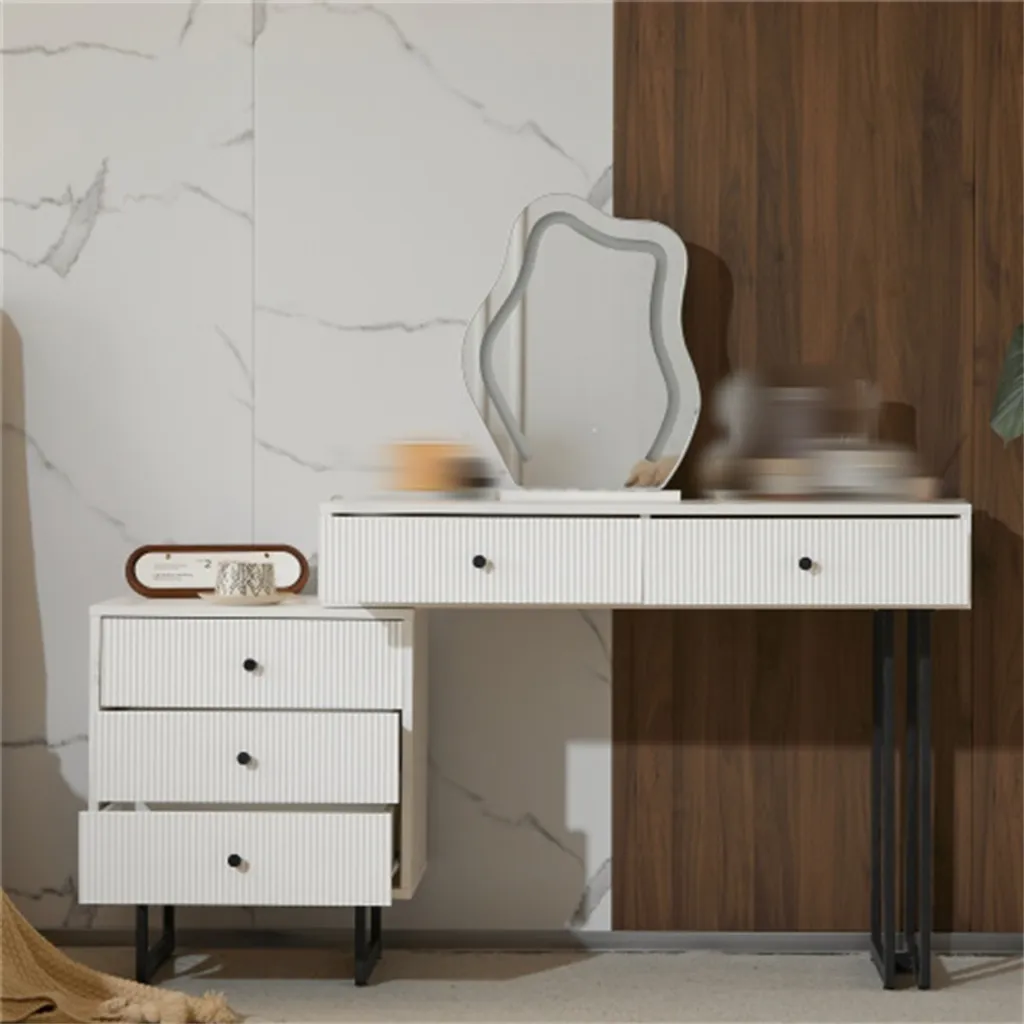 Coiffeuse Miroir LED Tactile Intensité Variable avec Plateau Extensible - 11