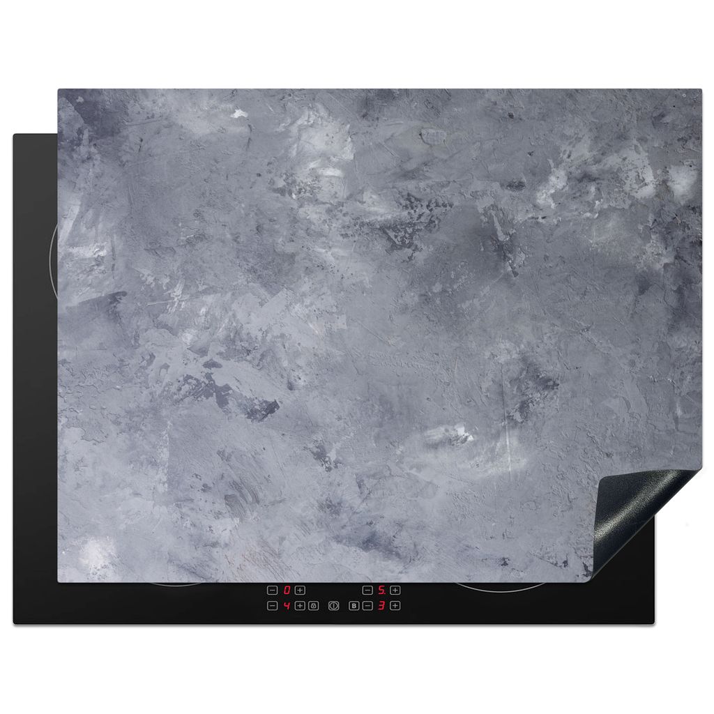 KitchenYeah Herdabdeckplatte Schiefer - Beton - Retro - Strukturen - Grau - Rustikal , 77x59cm, Küche Deko, Glaskeramikfeld Herdabdeckung, Abdec...