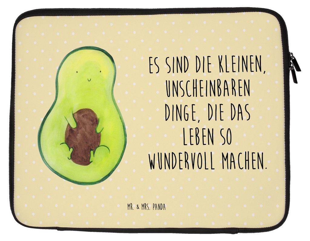 Mr. & Mrs. Panda Laptophülle Avocado Kern 33 x 42 cm - Gelb Pastell - Geschenk, Baby, Hülle Laptop, Tasche, Sleeve, Spruch Leben, Case, Wunder, L...