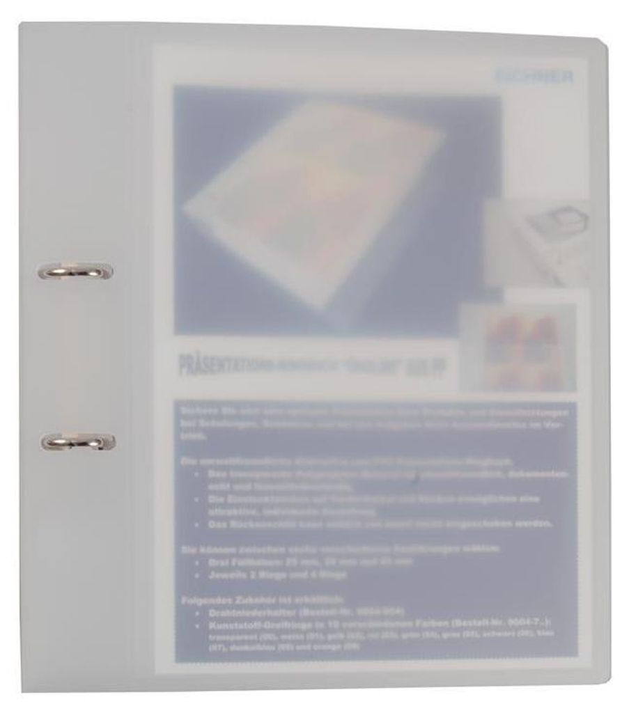 Präsentationsringbuch aus PP, mit Front- und Rücken-Tasche, matt-transparent, DIN A4, Mechanik 2-Ring Combi, Füllhöhe 35 mm, Materialstärke 1,...