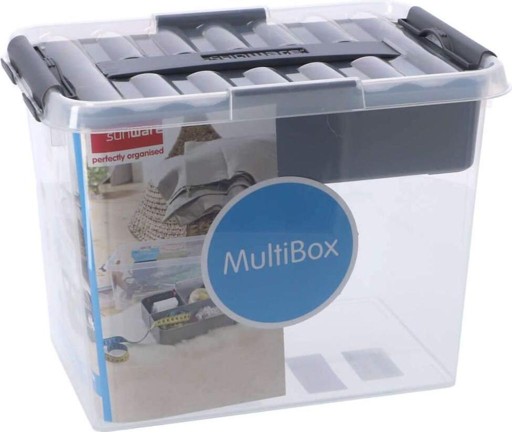 Sunware Aufbewahrungsbox Q-Line 9 Liter mit Einsatz und grauem Deckel - Kunststoff