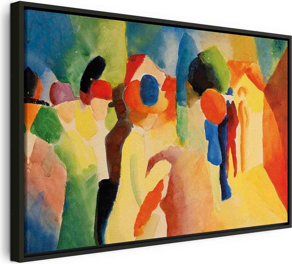 Italienischer Leinwand Leinwandbild - With a Yellow Jacket (August Macke) 120x80 cm Reproduktionen l-F-12375-b-a