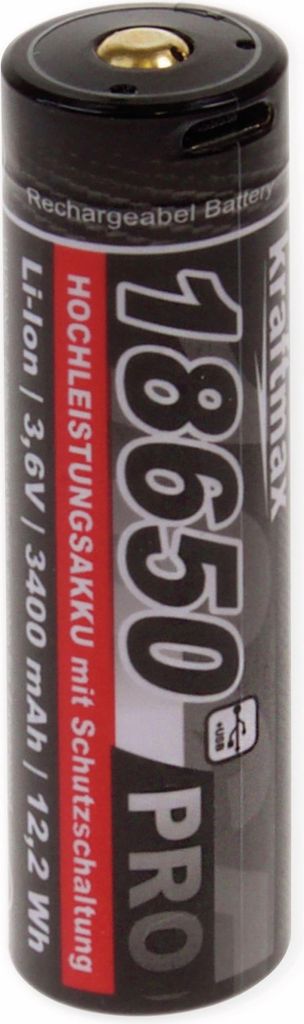 1 Kraftmax Pro Li-Ion 18650 3,6V 3400mAh Micro-USB femelle Image du produit 