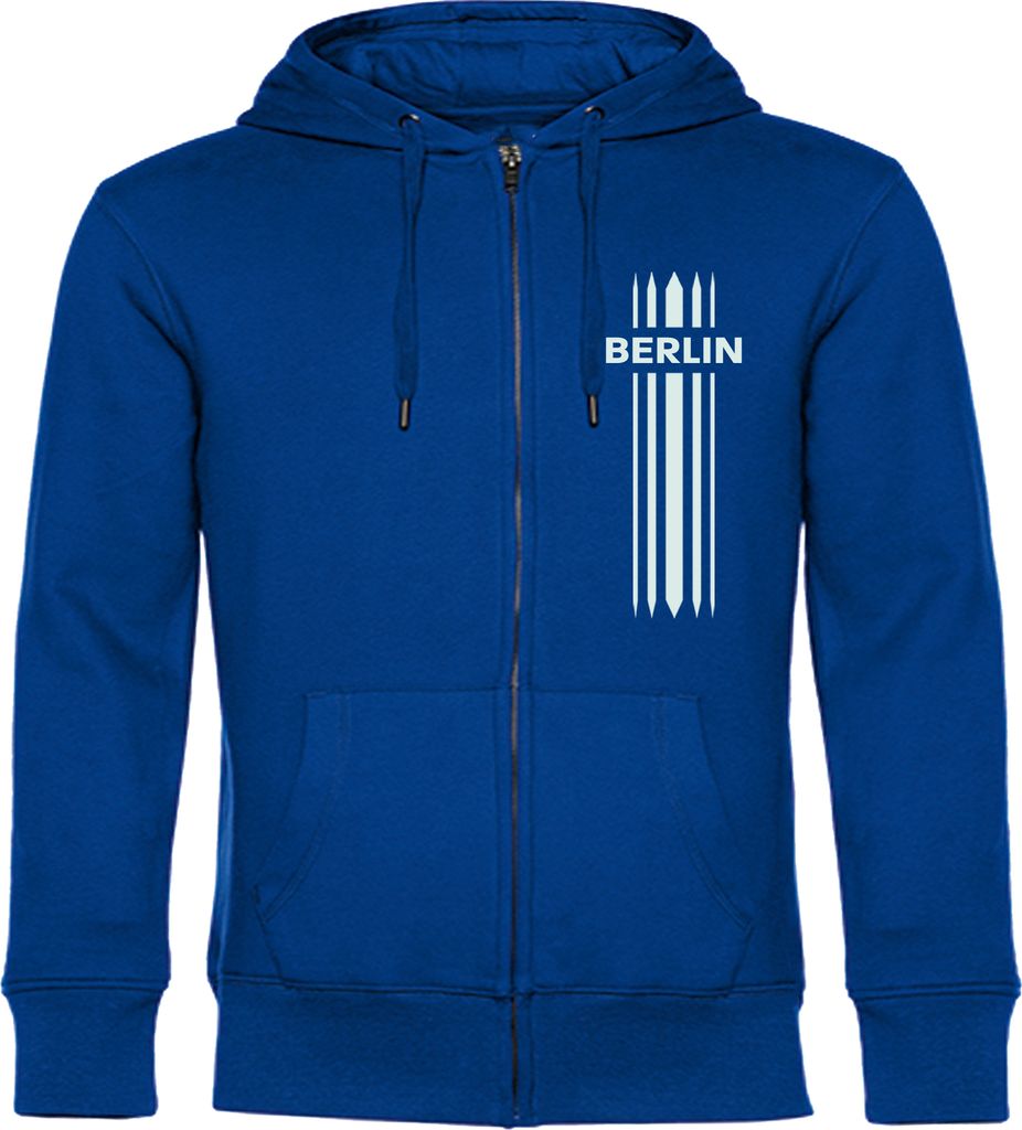 multifanshop Kapuzen Sweatshirt Jacke - Berlin blau - Streifen, blau, Größe XL