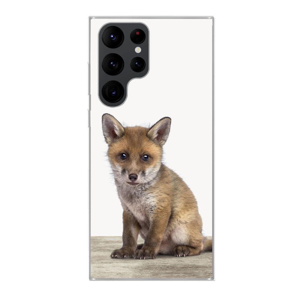 MuchoWow Handyhülle Schutzhülle Hülle für Samsung Galaxy S22 Ultra Fuchs - Baby-Fuchs - Kinder - Mädchen - Jungen Silikon Softcase Handy Hü...