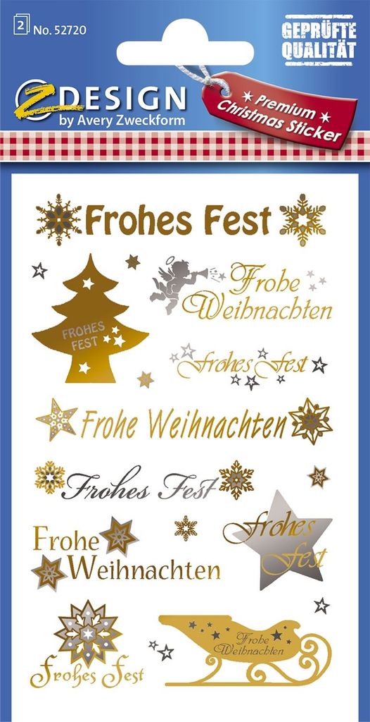 AVERY Zweckform ZDesign Weihnachts Sticker Schrift+Symbole Produktbild 