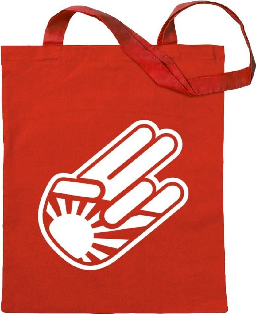 Kiwistar - Baumwolltasche - rot - kleine Japan Shocker Hand - Tragetasche Stoffbeutel Umhängetasche Langer Henkel