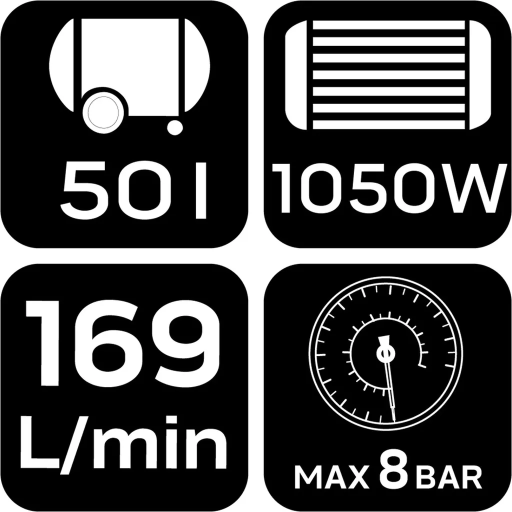 Compresseur 8 Bar Haute Performance 1050W - Capacité 50L NEO TOOLS - 2