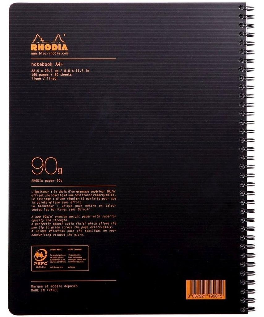 Rhodia 119901C, Einfarbig, Schwarz, A4+, 80 Blätter, 90 Produktbild 