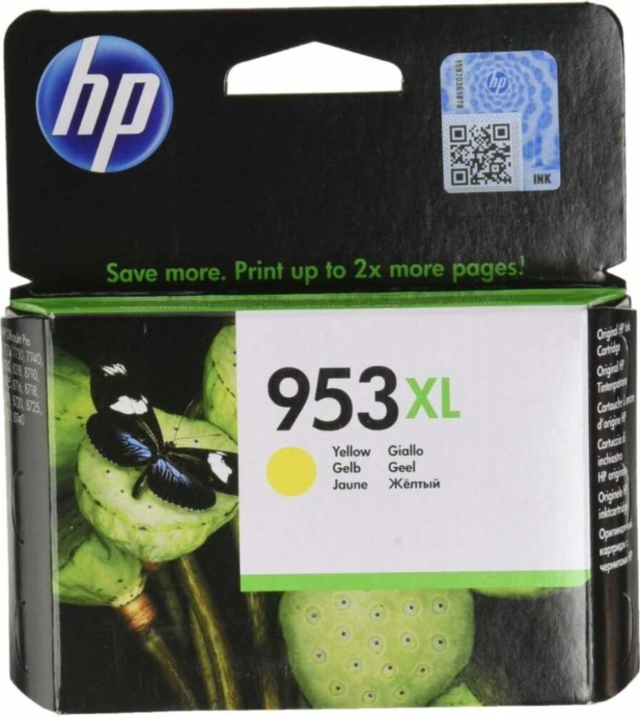 HP Oryginalny żółty wkład atramentowy 953XL, Wysoki, Żółty, Zdjęcie produktu 