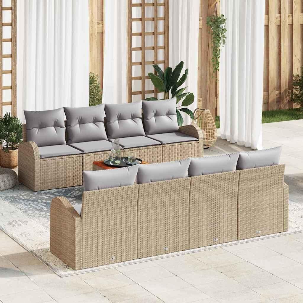 Maison Exclusive - Gartensofa-set 9 pcs Beige und Hellgrau Poly-Rattan