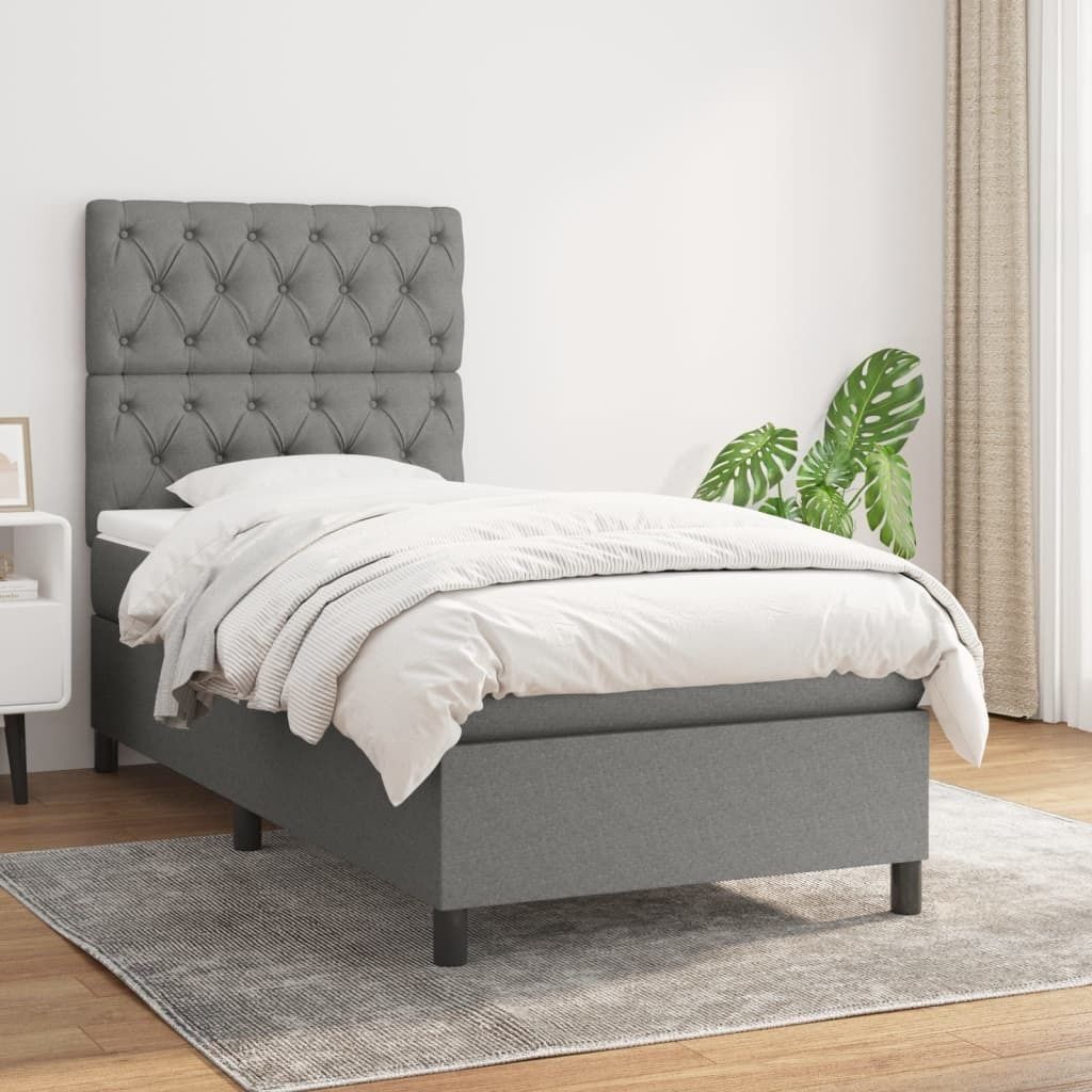 Maison Exclusive - Boxspringbett mit Matratze Dunkelgrau 80x200 cm Stoff