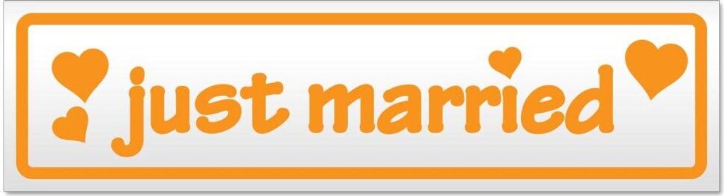 Kiwistar - Autoaufkleber - Orange - 20 x 5,3 cm - Just Married - Hinweis Aufkleber Sticker für Auto, Kfz, Fahrrad, PKW, LKW