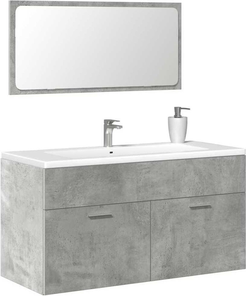 "im Angebot" Badschrank mit Spiegel Betongrau Holzwerkstoff - Badezimmer CC24241
