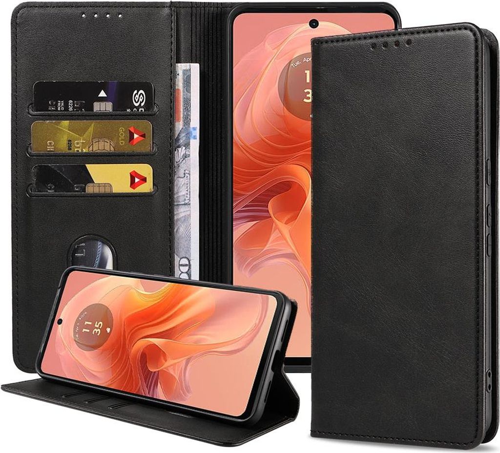 Geeignet für Motorola Moto E14 / G04 Handytasche Kunstleder mit Magnetverschluss und Kartenhalter Bookcase mit Klappe - Wallet Case mit Kartenfach...