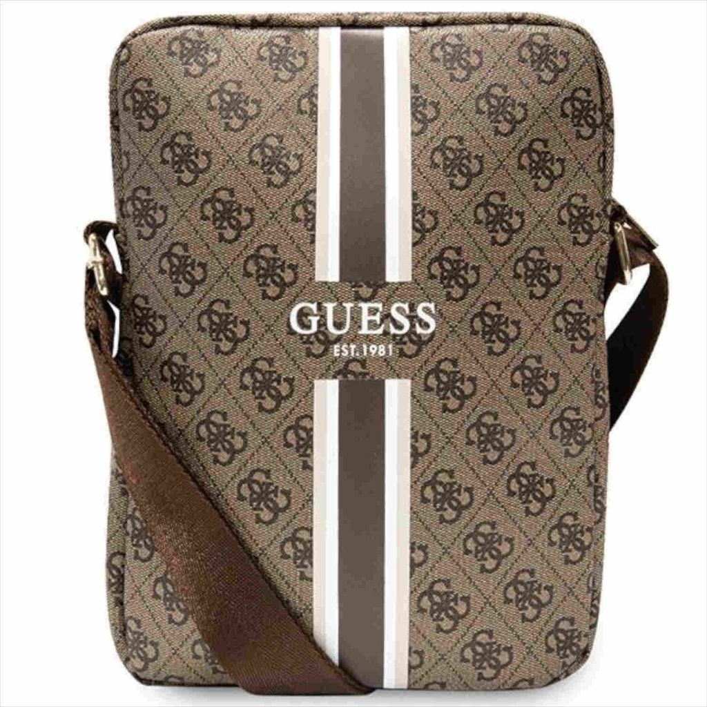 Guess Polyurethan4G Printed Stripes Tablet Bag 10" braun Produktbild 