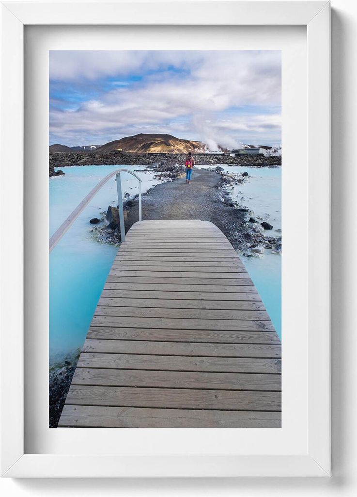 Attraktion in Island– Wandbild mit Rahmen – Gerahmtes Bild – Wanddekoration – 20x30 cm – Weiß
