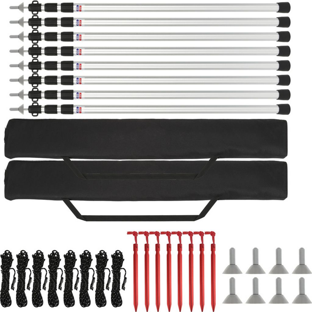 Yakimz Zeltstange Aluminium Teleskop-Zeltstangen, Verstellbare Aufstellstangen für Zelt, Tarp, Sonnensegel oder Plane, Längen von 87-234 cm 8 Stück