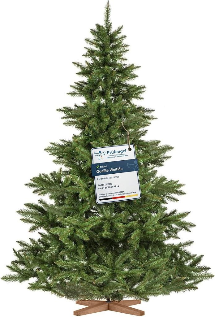 FairyTrees Sapin de Noël Artificiel 220cm NORDMANN | Arbre Image du produit 