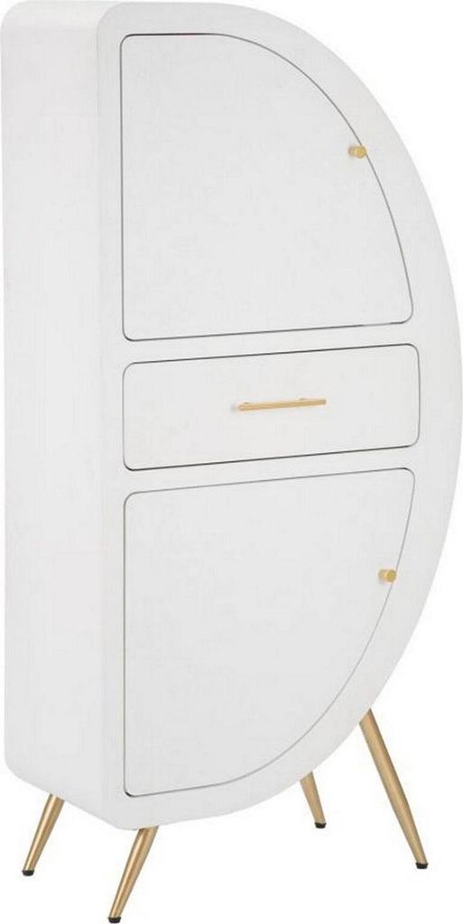 Kommode Tellier, Wohnzimmerbuffet, Wohnzimmer-Sideboard, Moderne Küchen-Speisekammer, 60x32 h133 cm, Weiß und Gold
