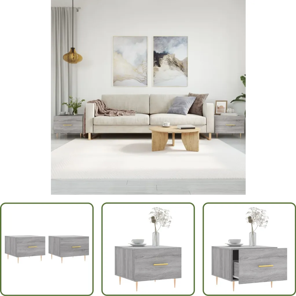 Trend Alert: Set 2 Tavolini Soggiorno Grigio Sonoma 50x50 cm