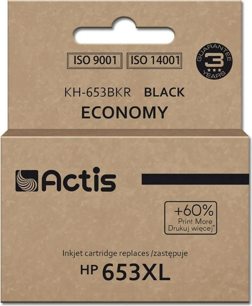 Cartouche Actis KH-653BKR Noire pour HP 653XL 3YM75AE Premium 20ml