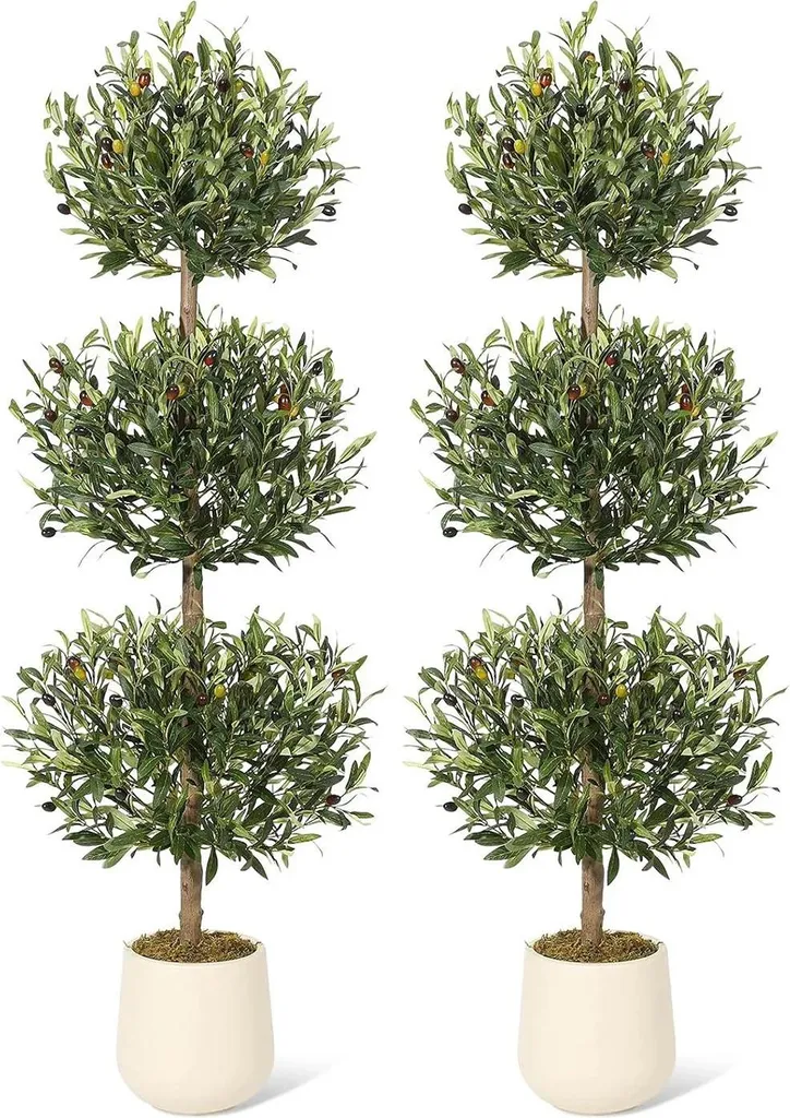 Olivier artificiel réaliste résistant aux UV lot de 2 pour jardin et balcon