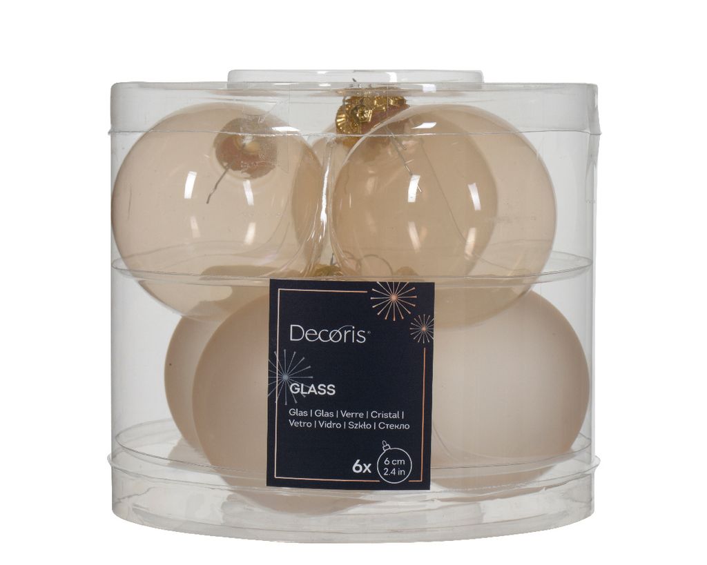 Weihnachtskugeln Glas 6cm x 6 Stück - Perle transparent Produktbild 